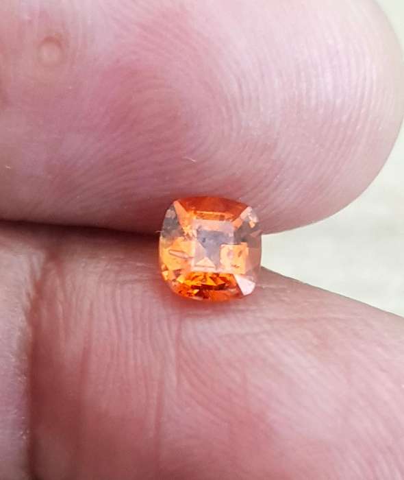 0.89ct Orange Hessonite Garnet  5.7x5.5mm Cushion Natural - Tanzania Gem
