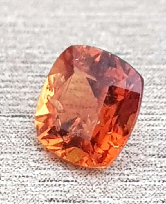 0.89ct Orange Hessonite Garnet  5.7x5.5mm Cushion Natural - Tanzania Gem