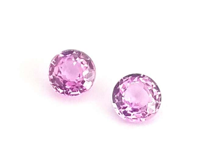 Pink Sapphire **Pair** 0.45Ct 3.40mm Round Diamond Cut Beautiful Colour!