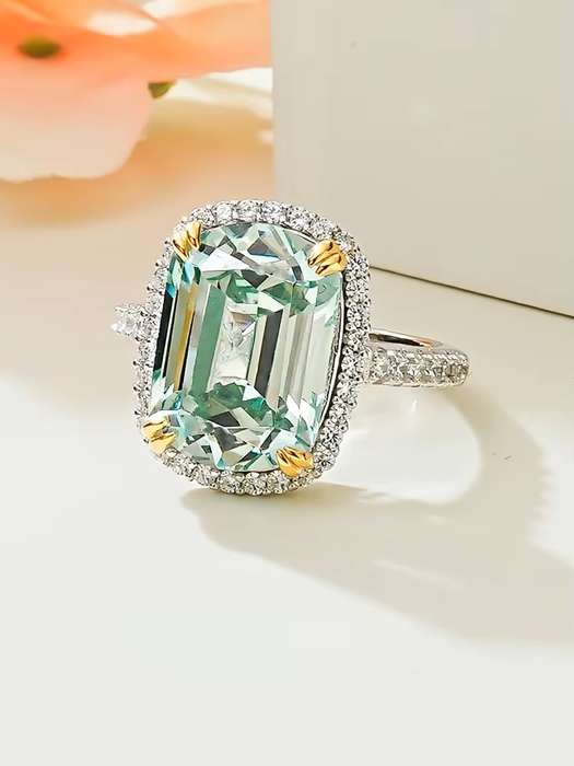 Light Green Cocktail Ring 925 Sterling Silver Gemstone