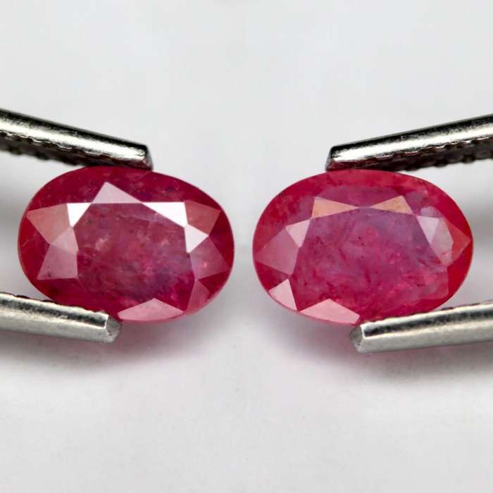 1.17Ct.  Ruby Pinkish Red Oval Facet **Pair** Normal Heated  Natural Gemstone