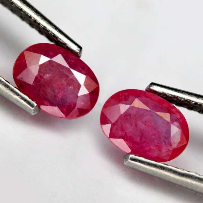 1.17Ct.  Ruby Pinkish Red Oval Facet **Pair** Normal Heated  Natural Gemstone