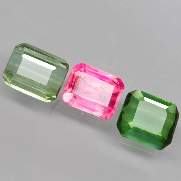 1.47Ct. Tourmaline Pink Green Emerald Cut Mozambique Gem Ravishing! Gemstone