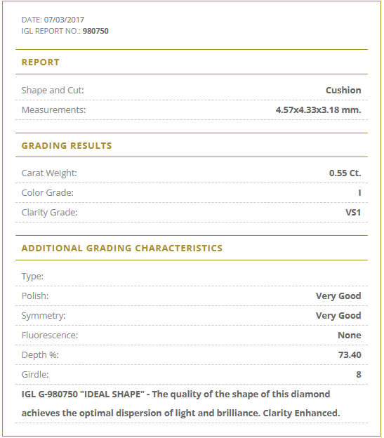 0.55cts Diamond Cushion Cut VS1 / I Fancy Yellow**Certified**