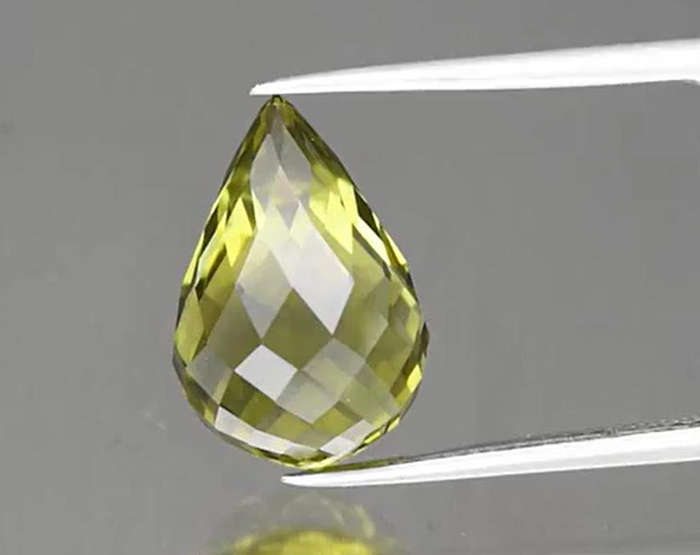 7.27ct Briolette Lemon Quartz  14.3x9.7mm VVS Natural Gem Brazil