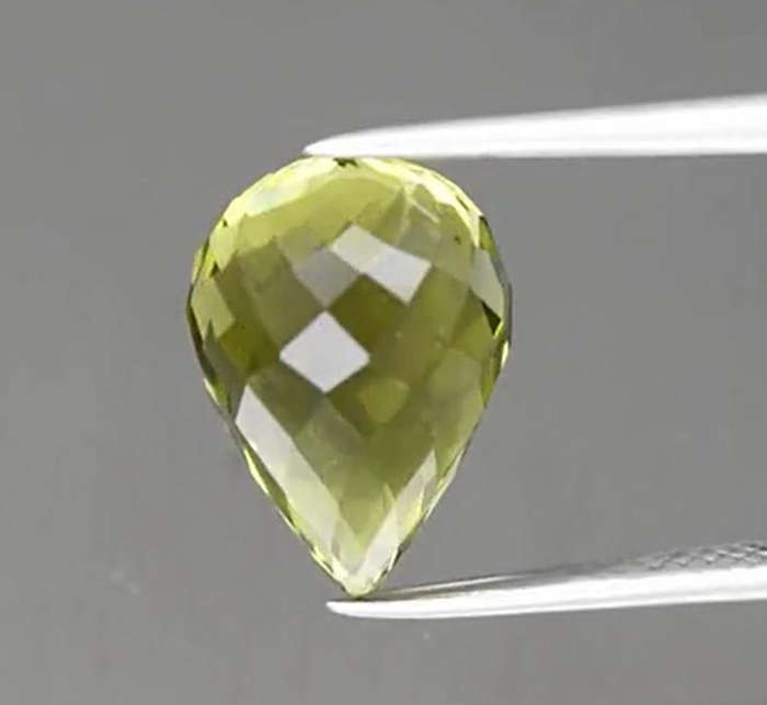 7.27ct Briolette Lemon Quartz  14.3x9.7mm VVS Natural Gem Brazil