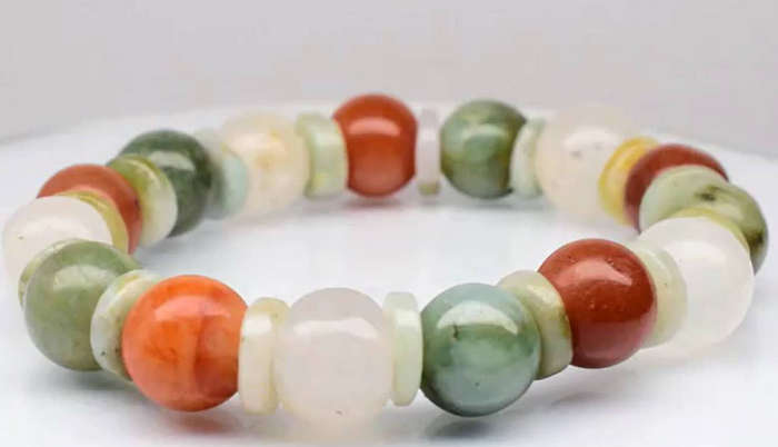 177.22ct Jade Bracelet Multi Color 30pcs Myanmar Natural