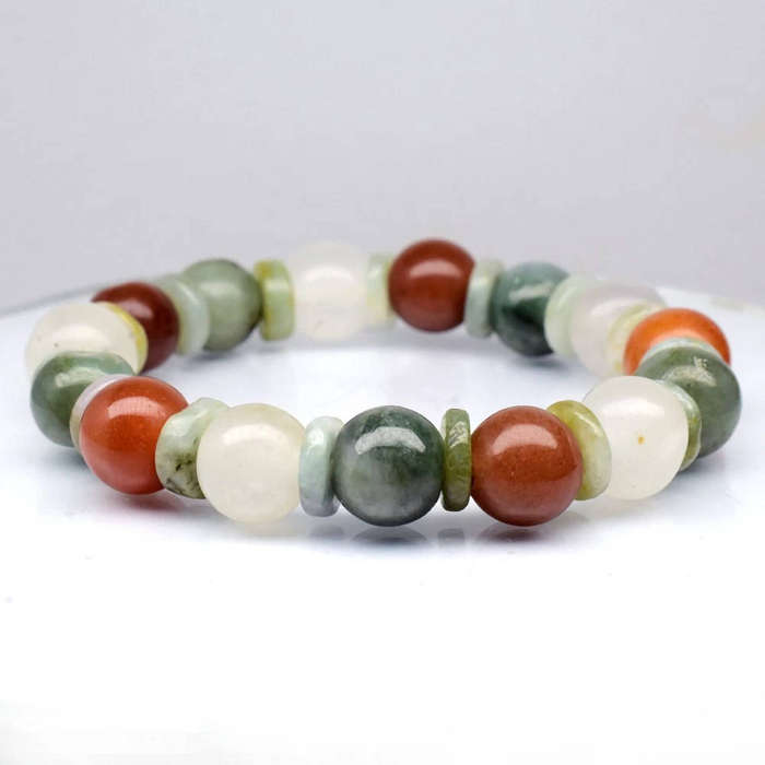 177.22ct Jade Bracelet Multi Color 30pcs Myanmar Natural