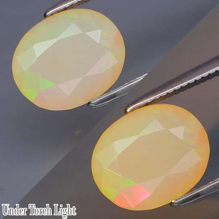 1.53Ct. Opal Fecetted Oval  Yellow & Rainbow Color Sparkling  Ethiopia Natural