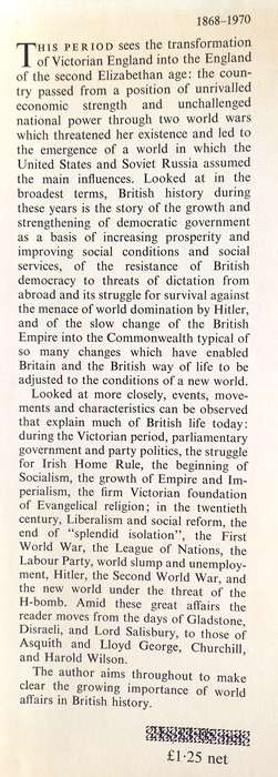 T.L. Jarman, Democracy and World Conflict: A History of Modern Britain, 1868-1970