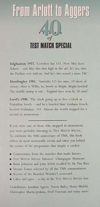 From Arlott to Aggere 40 years of Test Match Special Foreword by Sir Colin Cowdrey
