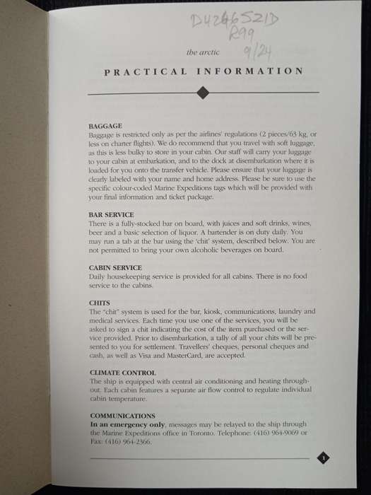 The Arctic Predeparture Information