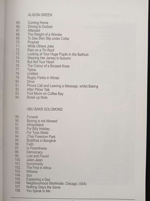 Sections of Six Contemporary South African Poetry Edited by Allan Kolski Horwitz