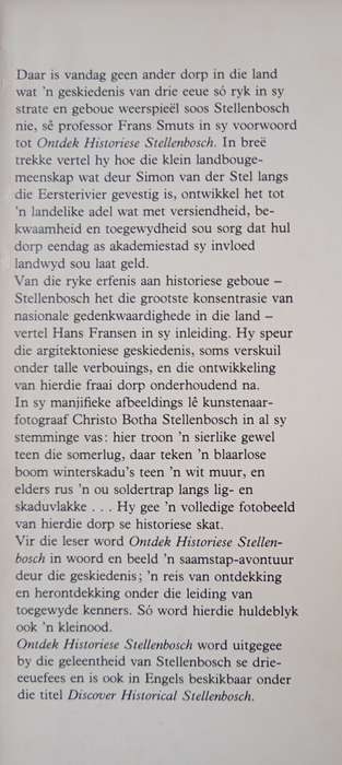 Ontdek Historiese Stellenbosch by Christo S Botha & Hans Fransen