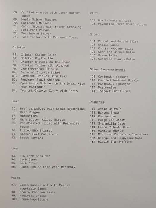 Tongaat Recipes Compiled by Jenny Ward