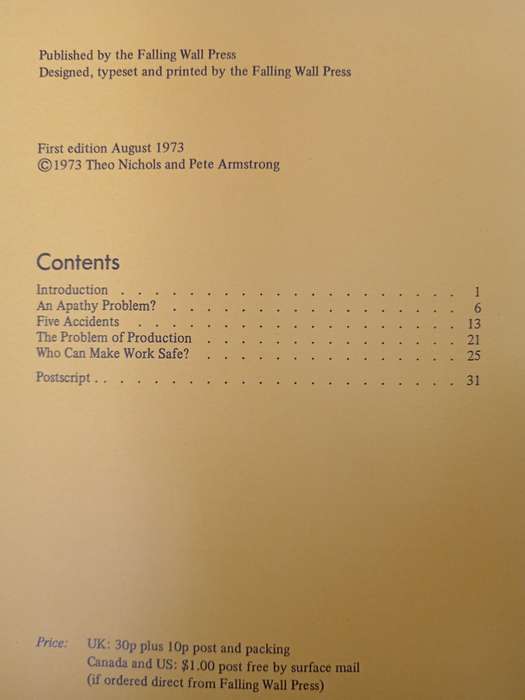Safety or Profit Industrial Accidents & the Conventional Wisdom by Theo Nichols & Pete Armstrong
