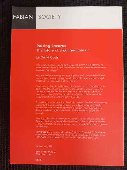 Raising Lazarus The Future of Organised Labour by David Coats