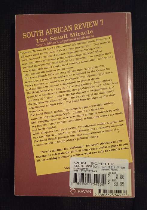 South African Review The Small Miracle Edited by Steven Friedman & Doreen Atkinson