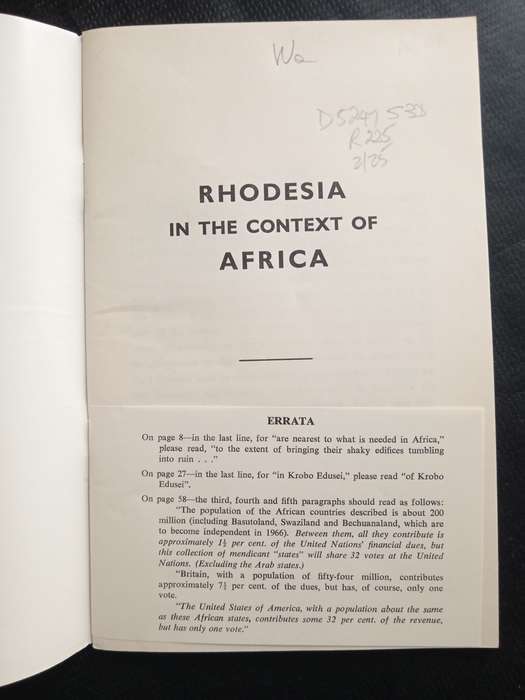 Rhodesia in the Context of Africa