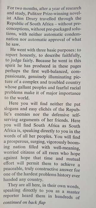 A Very Strange Society A Journey to the Heart of South Africa by Allen Drury