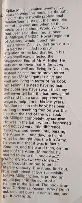 Adolf Hitler My Part in His Downfall by Spike Milligan
