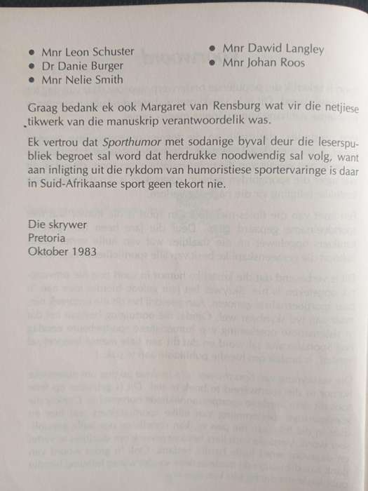 Sporthumor by Prof Hannes Botha