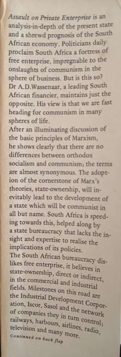 Assault on Private Enterprise The Freeway to Communism by A D Wassenaar