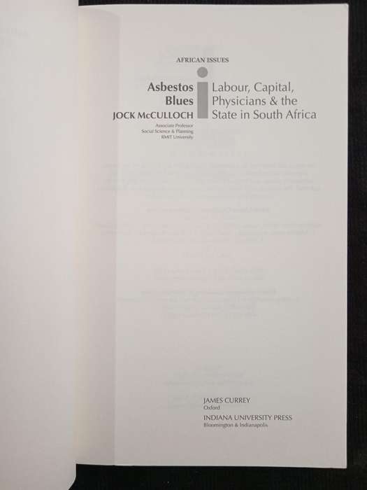 Asbestos Blues by Jock McCulloch