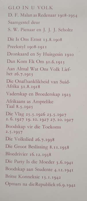 Glo I U Volk by D F Malan