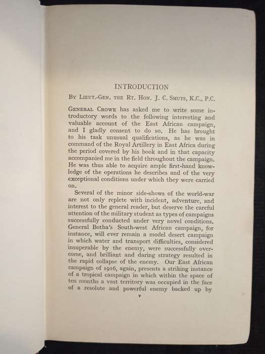 General Smuts' Campaign in East Africa by Brig Gen JHV Crowe CB