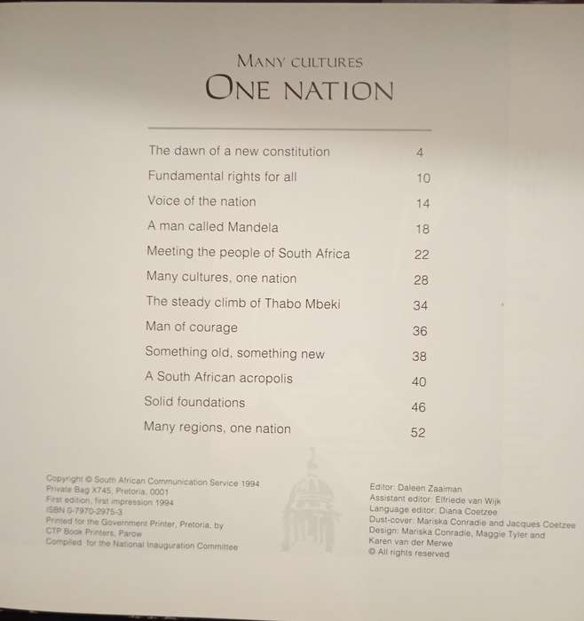 Many Cultures One Nation Inauguration of the President of South Africa 10 May 1994