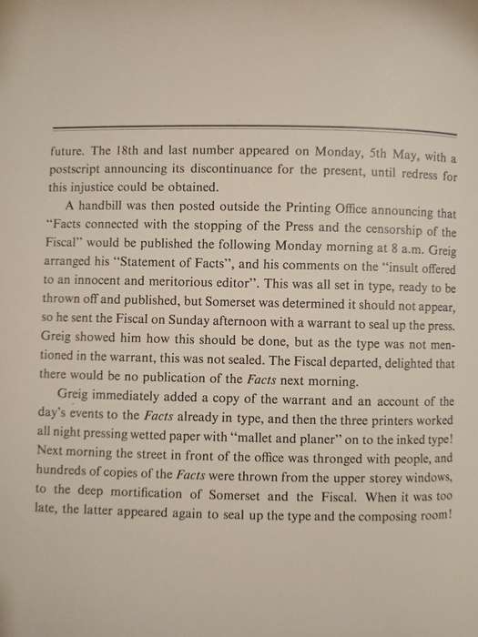 Facts connected with the stopping of the S A Commercial Advertiser by George Greig