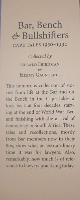 Bar, Bench & Bullshifters Cape Tales 1950-1990 Collected by Gerald Friedman & Jeremy Gauntlett