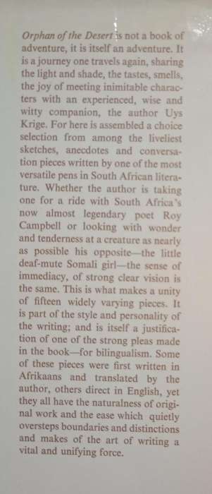 Orphan of the Desert by Uys Krige