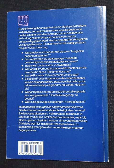 Staatsgesag en Burgerlike Ongehoorsaamheid Compiled by Prof D A du Toit