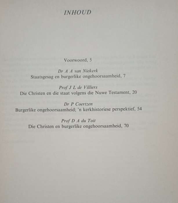 Staatsgesag en Burgerlike Ongehoorsaamheid Compiled by Prof D A du Toit