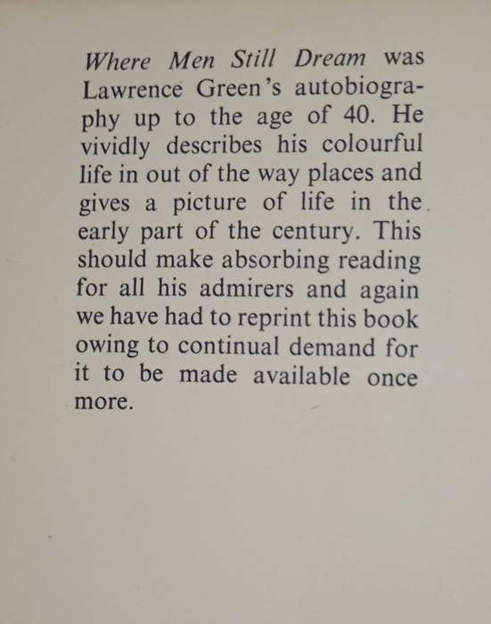 Where Men Still Dream by Lawrence G Green