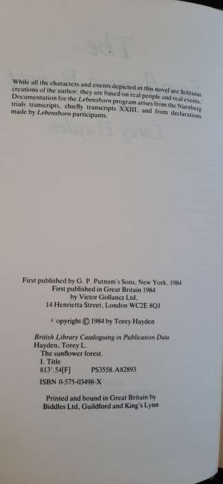 The Sunflower Forest by Torey Hayden (First Edition)