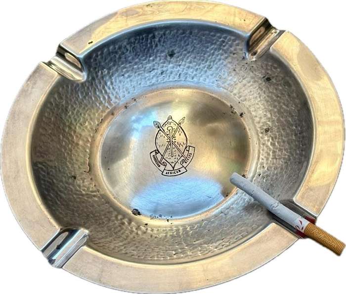 rare Rhodesian African Rifles silver plate  ashtray