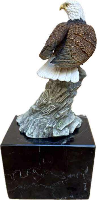 Bald eagle sculpture on marble base crystal cathedral Eagles club 2004 10 inch , 25 cm