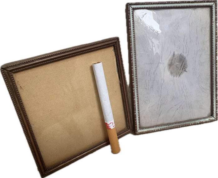 Vintage brass picture frames danish design convex glass