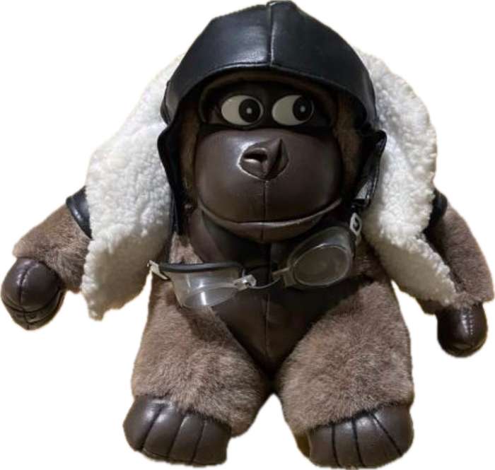 VINTAGE rare TB TRADING CO. PLUSH BROWN APE GORILLA character aviation aviator doll