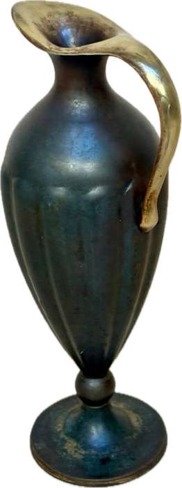 Vintage heavy bronze judaica oil jug by pall bell in Israel classical style 1950s