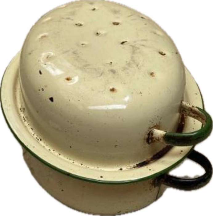 vintage judge cream and green enamel oval roast roasting pot with lid