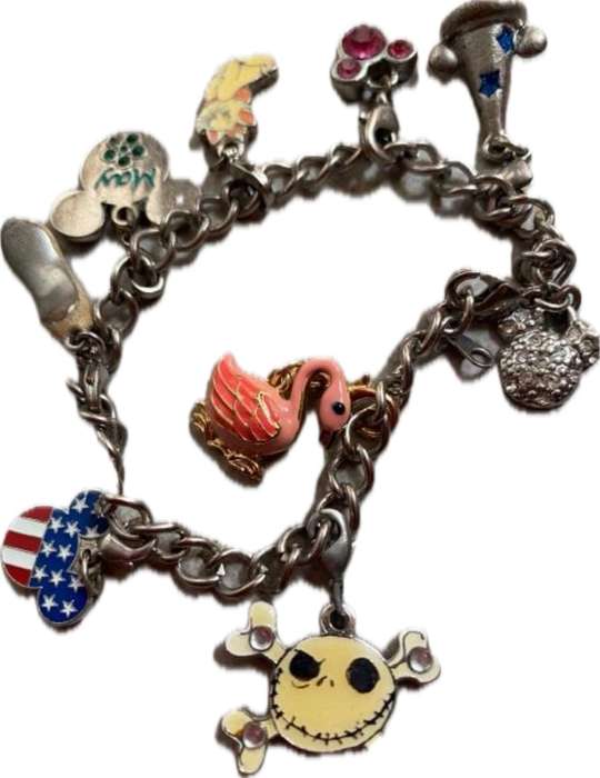 Disney Girls charm enamel bracelet with 9 removable charms