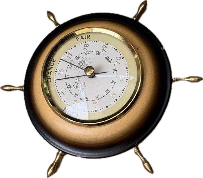 Vintage ships wheel barometer small