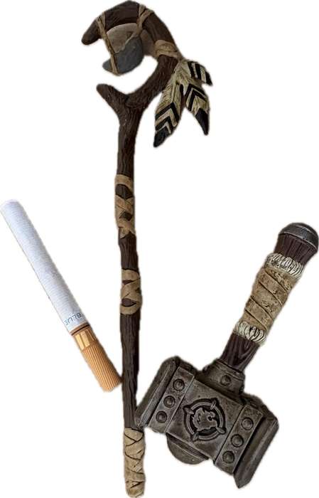 Warcraft Malfurion weapon pair , doom hammer + shaman staff