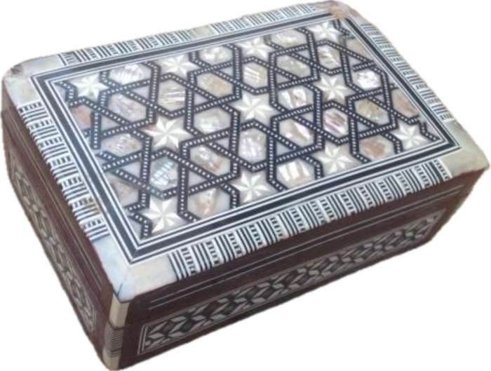 vintage mother of pearl inlaid egyptian jewelry box