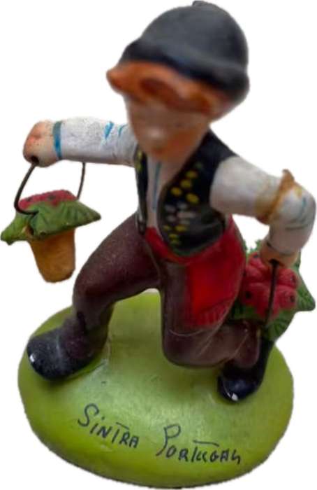 vintage ponco / penco boy girl ceramic figurine lot of 3 made in portugal