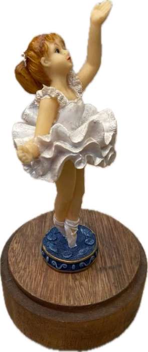 Vintage musical wind up turning wood pedestal with ballerina girl figure